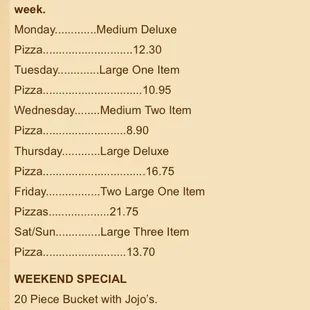 menu