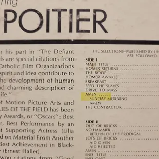 Amen. Sung by Sidney Poitier himself. And my Dad very frequently as he walked happily around the house.