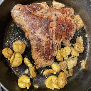 Cast iron steak and potatoes!