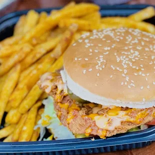  hamburger and french fries