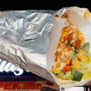  burrito wrapped in aluminum foil