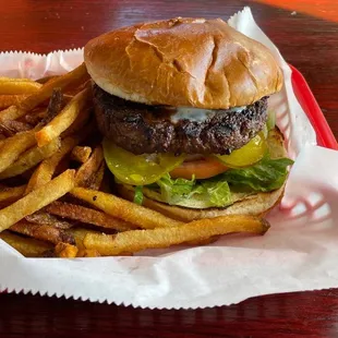 February 2023: Tasty burger with fresh cut fries