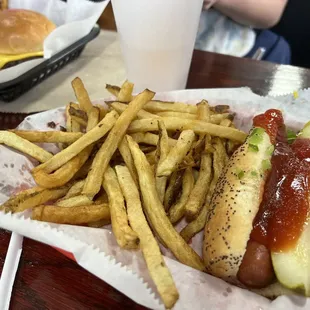 Hot dog and fries