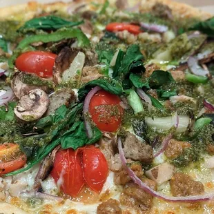 a pizza in a cardboard box