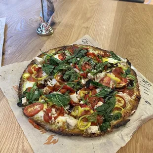 Make your own pizza! This one is with cauliflower crust.