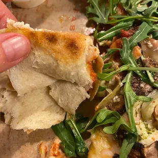 The dough not all the way cooked.