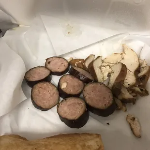 I ordered a two meat meal and this is all I got. And this cost me 16.00. Wow. And a small potato salad.