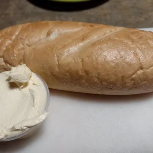 Tasty fresh bread with whipped butter