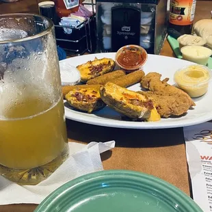 Appetizer  Combo beer  chicken tenders mozzarella sticks and potato skins  Billy my waiter was amazing