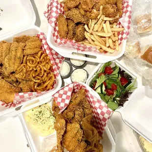 Two combo platters and a fish platter