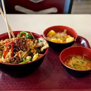 bowl of noodles with chopsticks