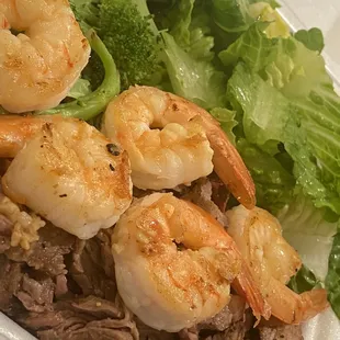 Steak and Shrimp Plate all salad with Steamed Broccoli added  5-16-22