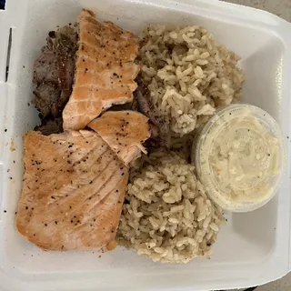Steak & Salmon Plate