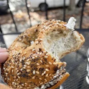 Everything Bagel with Garlic cream cheese