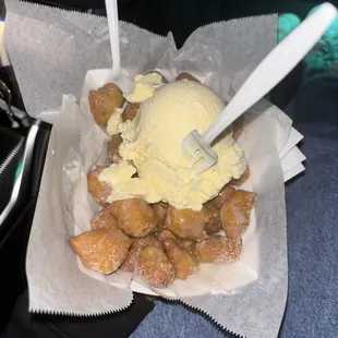 Churro bites with ice cream