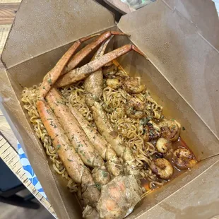 Seafood ramen with crab legs