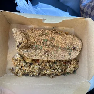 Catfish and dirty rice