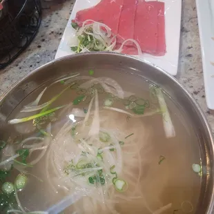 Pho Tai, with beef on the side. Yum!