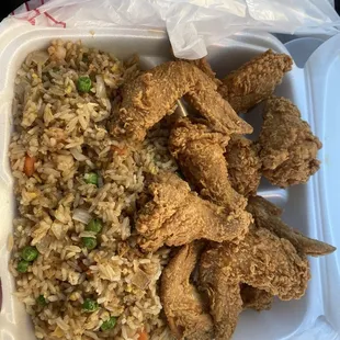 10 wings/drumsticks with fried rice