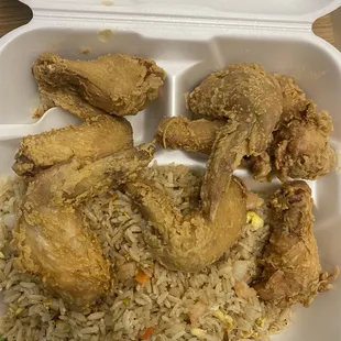 Chicken wings and fried rice