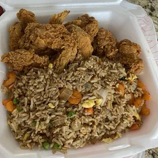 Fried rice and chicken wings