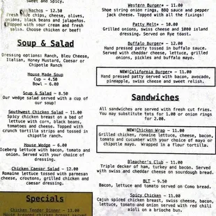 Updated menu