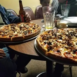 Two Large pizzas.....the beat around.