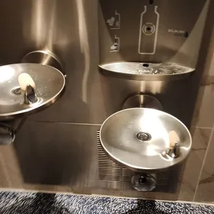 There is a drinking fountain by the restrooms. August 2024