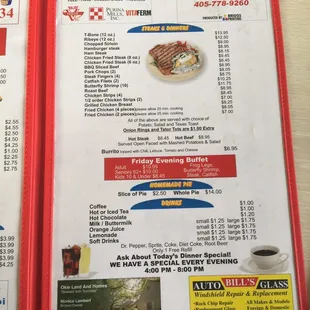 menu and prices