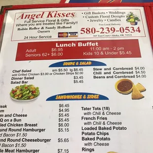 a menu for a sandwich