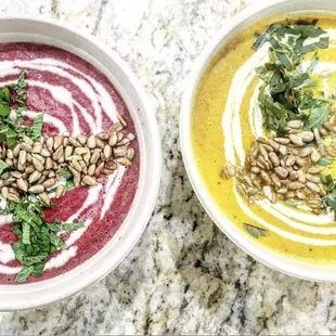 two bowls of soup