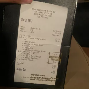 receipt from night 2