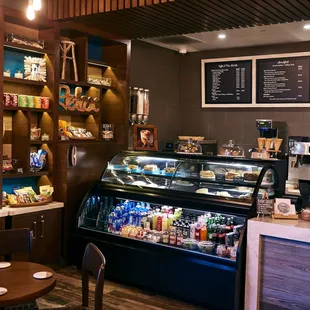 a display of food and drinks