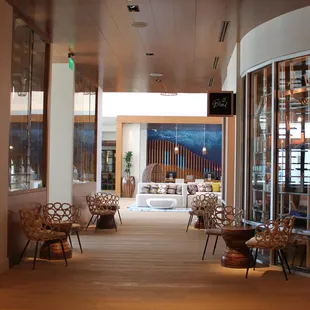 the interior of a modern restaurant