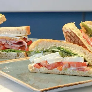 a close up of a sandwich on a plate