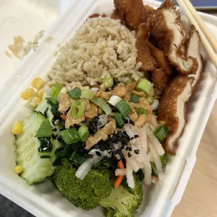 Chicken Katsu with half salad/half brown rice