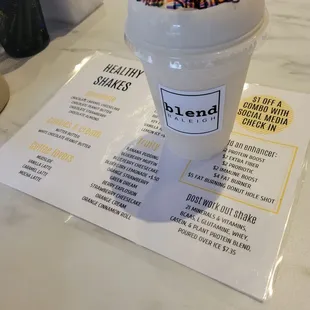 Shake menu