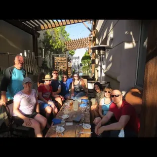 A few friends having dinner after a bike ride. Awesome food and drinks!