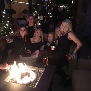 Outdoor fire pit and sofa area