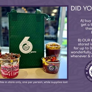 For a limited time- In-store, one per person, while supplies last- buy 4 bowls, get a free thermal bag!