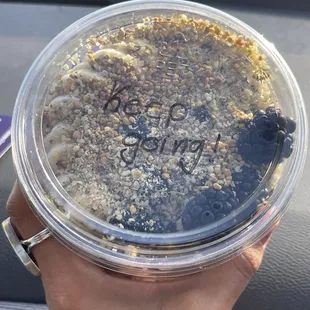 Keep Going! Positive message written on my bowl. Made my Day :)