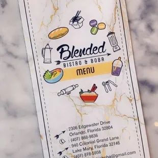 Pamphlet menu for those who do not want to stare at the menu at the register.