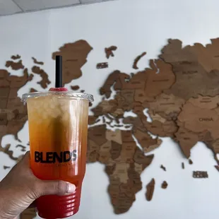 a map of the world in the background