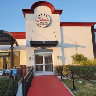 the entrance to the restaurant