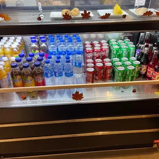 a display of soft drinks