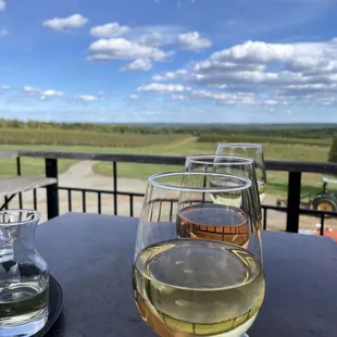 two glasses of wine on a table