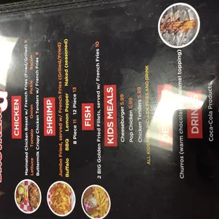 Menu as of 3/11/2020