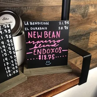 a sign for new bean beans
