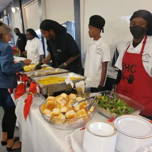Family serving the guests