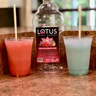 Lotus Energy Drinks
Plant based energy, seltzer water and your choice of flavoring and topper